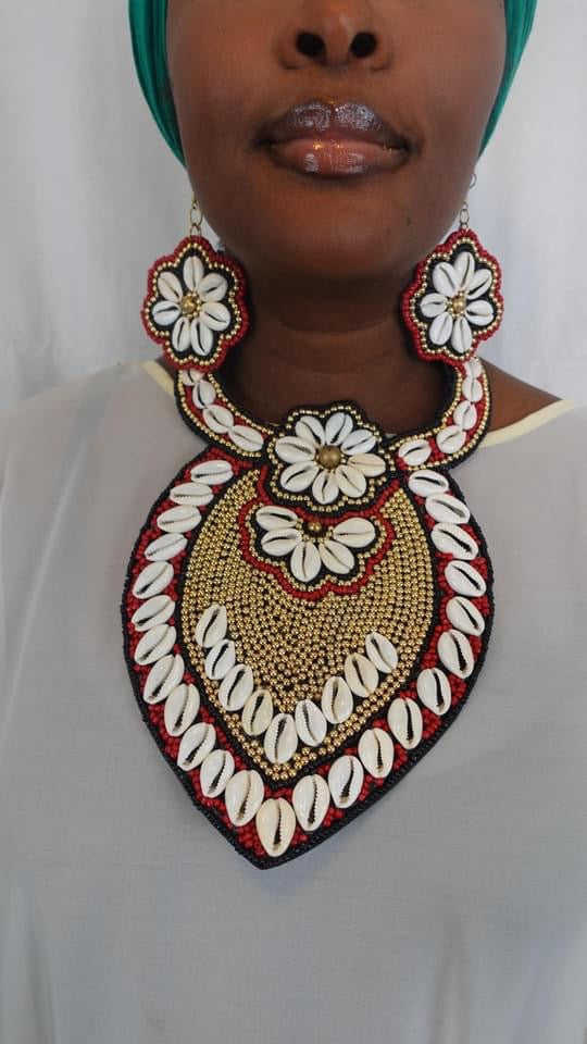 Princess kabinti Of Rosint Embroidered Cowrie Necklace Set