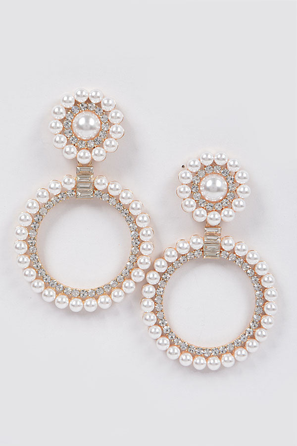 Elegant Pearl & Stone Dangle Earring
