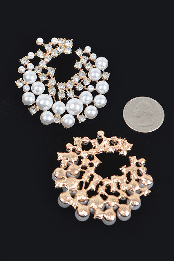 Rhinestone And Pearl Stud Earring
