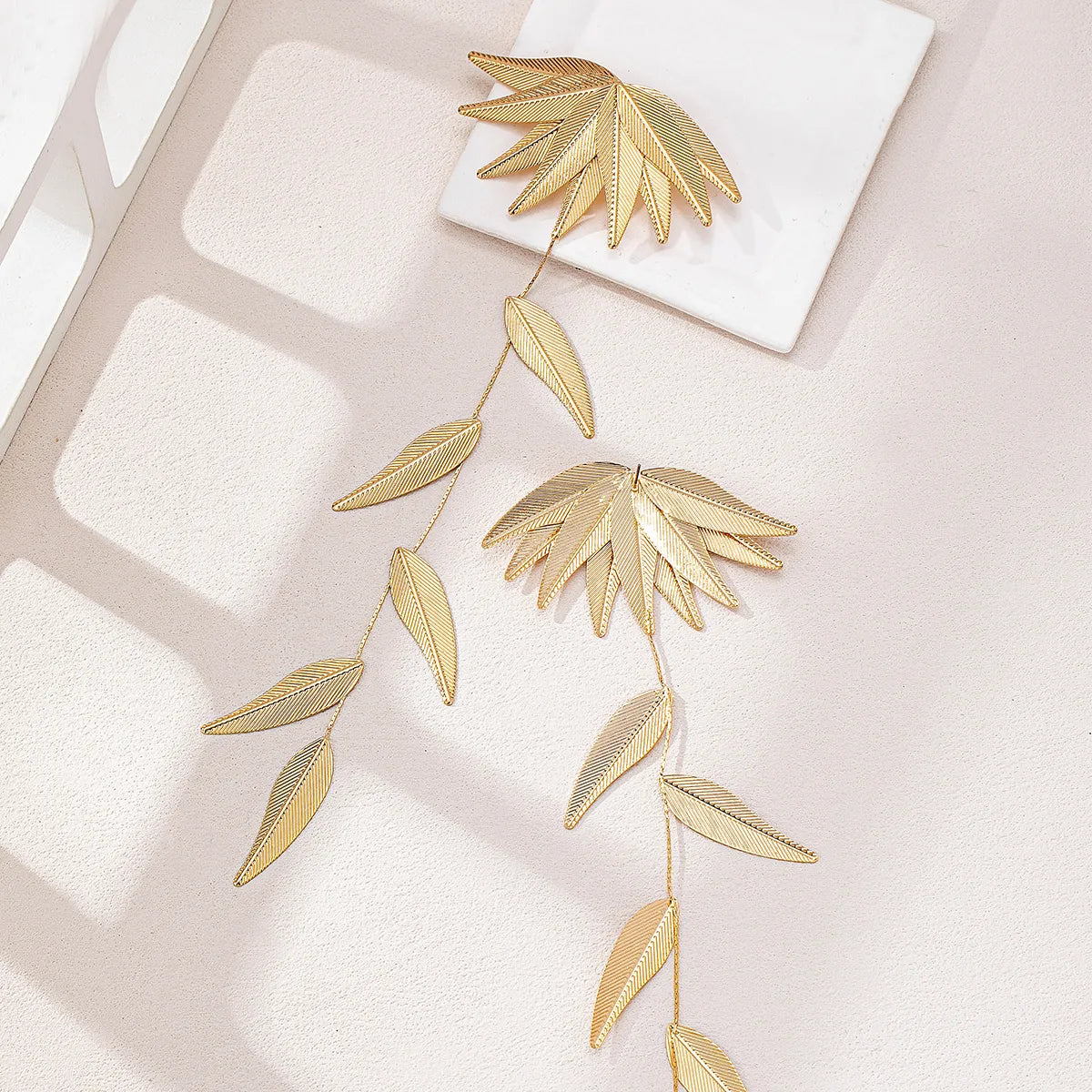 Modern Style Oversized Maple Leaf Ferroalloy Drop Earrings