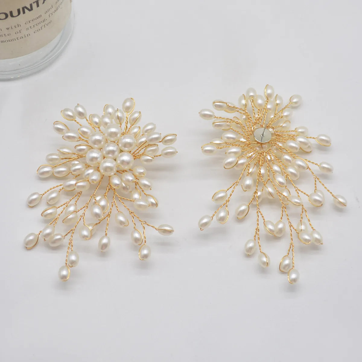 Queen Saida Flower Pearl Plating Alloy Drop Earrings