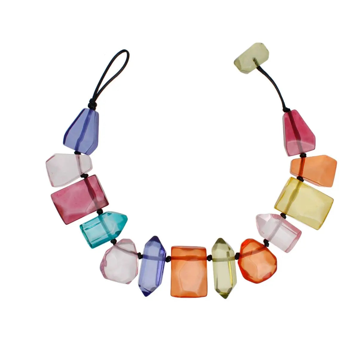Toggle Chunky Transparent Black Clear Bead Necklace