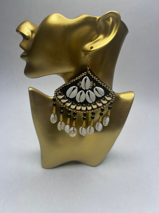 Gbinti Princess Embroidered Cowrie Earrings