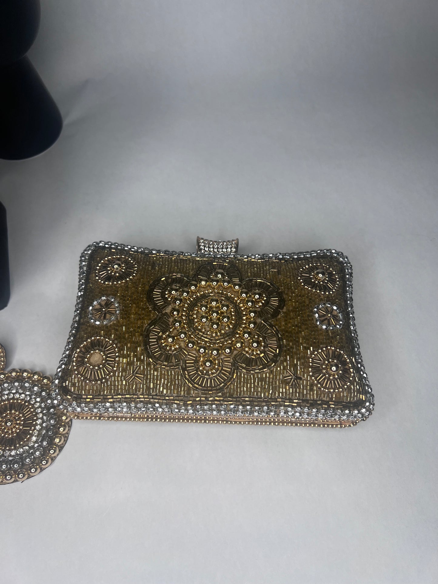 Queen Haja Jalloh Golden Embroidery Beaded Clutch