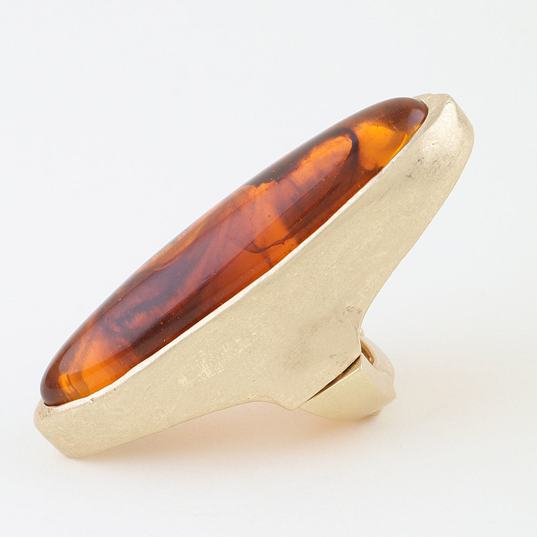 Polished Marble Oval Statement Ring