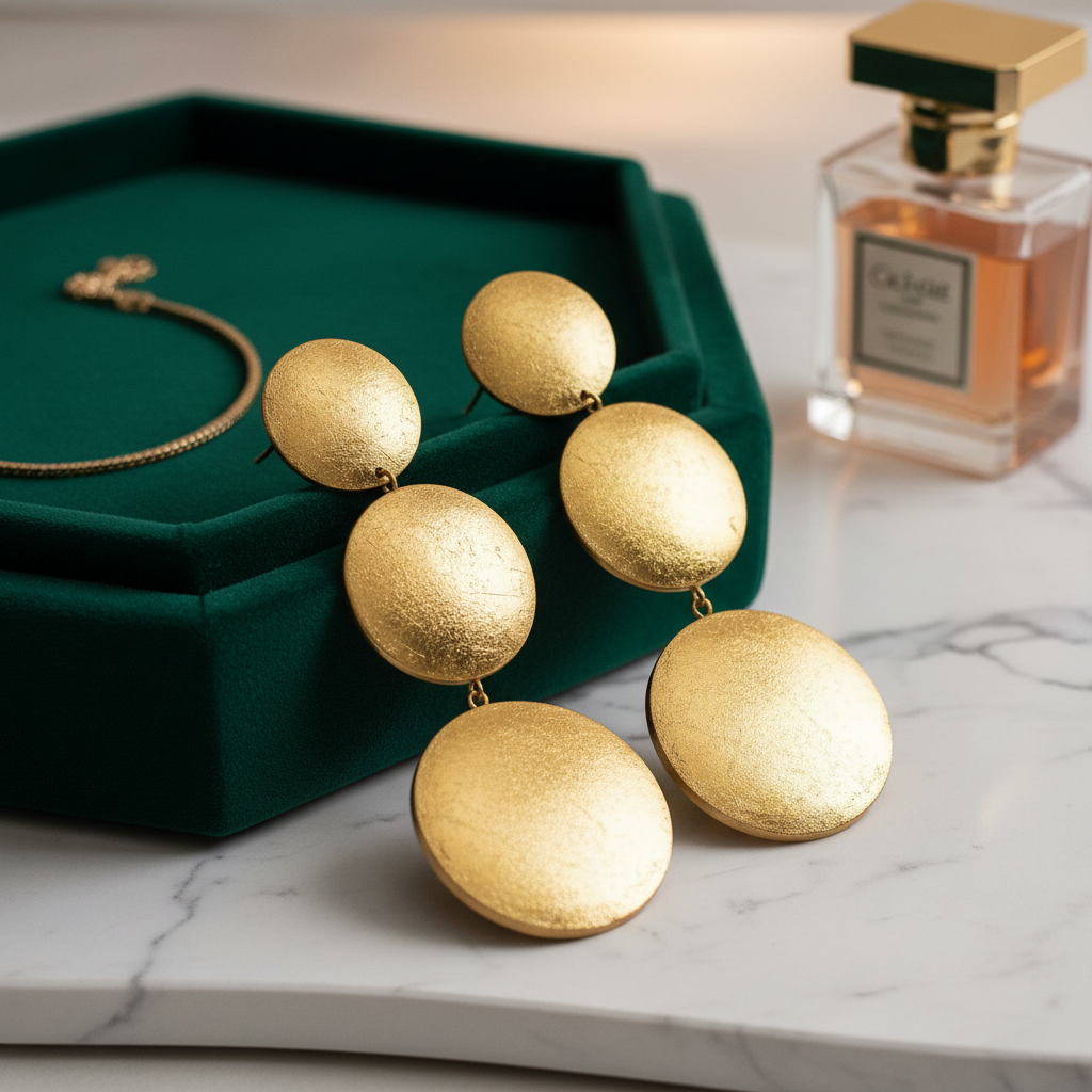 Hill Station Titi Wooden Golden Foil Earrings