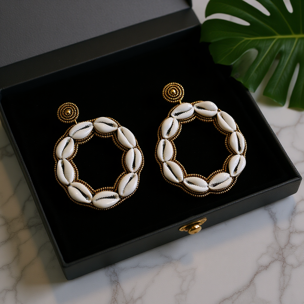 Wellington Titi C- Shape Cowrie Earrings