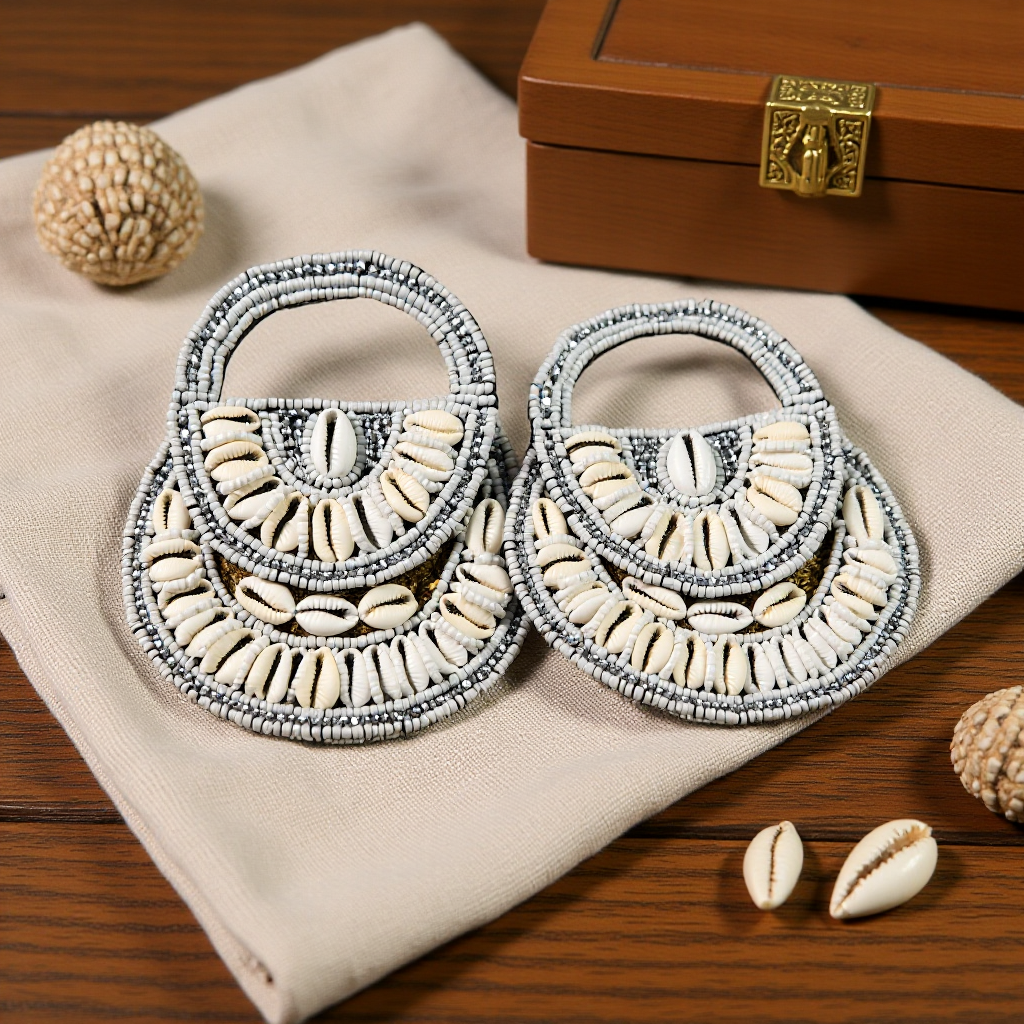 Lungi Titi Cowries Beaded Earrings