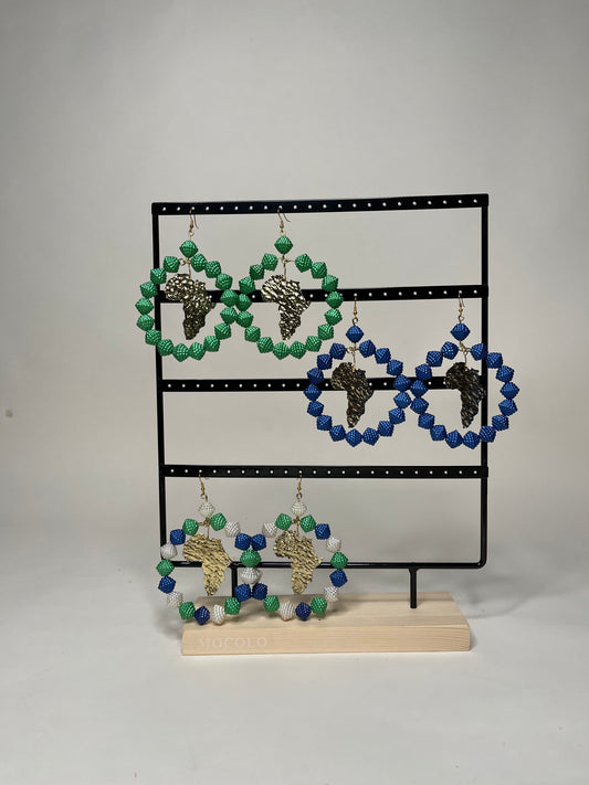 Lion Mountain Beaded Earrings With Map Of Africa