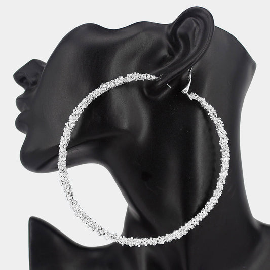 Oversized Texture Metal Hoop Earrings