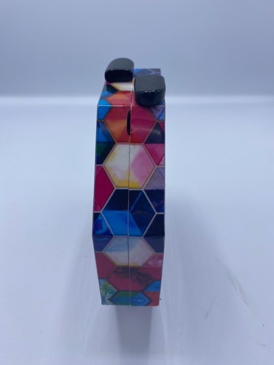 Round Handmade Mosaic Muti colors Wooden Clutch.