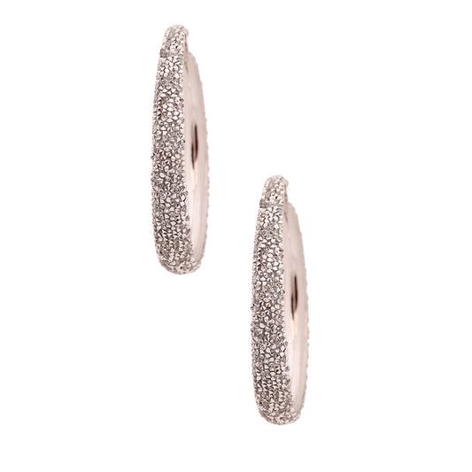 Rhinestone Lined Gold Hoops Earrings