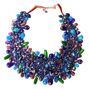 Open image in slideshow, Bead and Copper Bib Necklace
