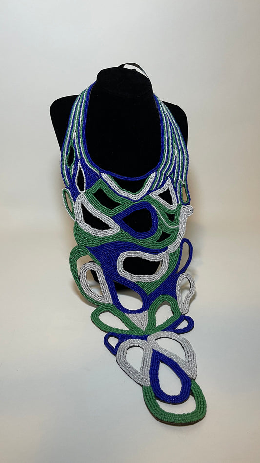 Lion Mountain Statement Embroidered forged necklace