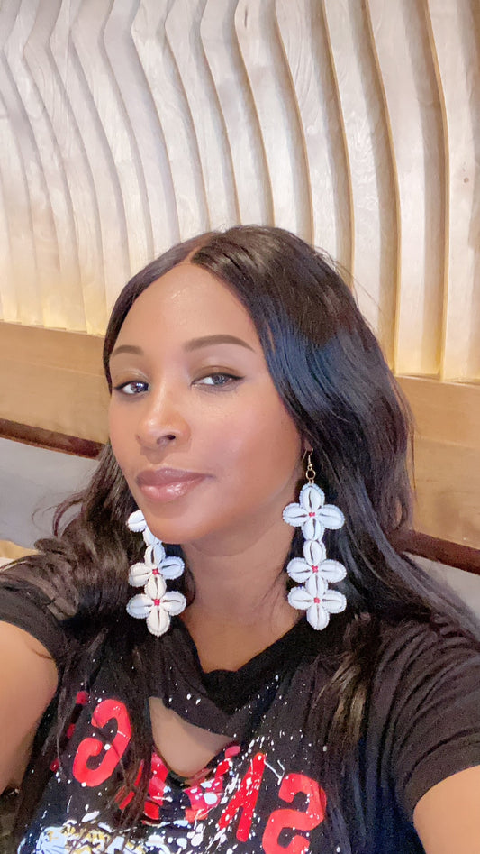 YaDama Embroidered Cowries Earrings