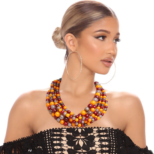 Yankady Layered Ball Beaded Hook Closure Necklace.