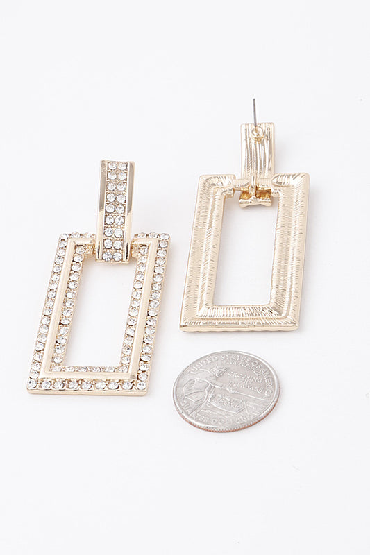Jewel Lined Open Rectangle Earrings