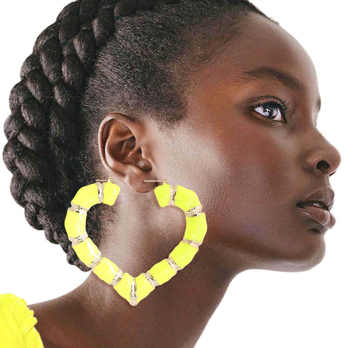 Heart Bamboo Hoops Earrings