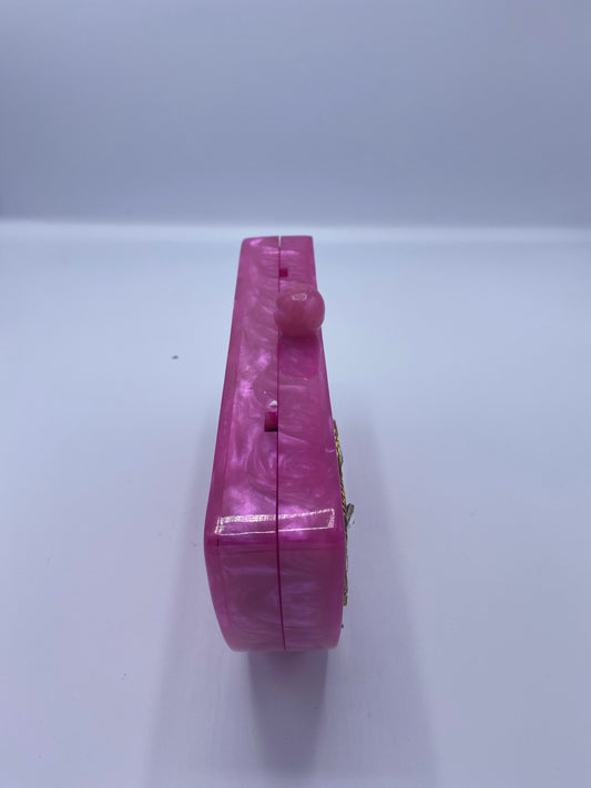 Handcrafted Semicircle Resin with Agate Stone Clutch