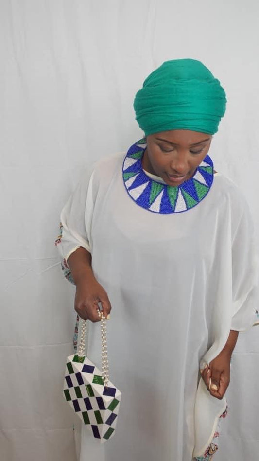 Lion Mountain Beaded Round Collar Bib Necklace