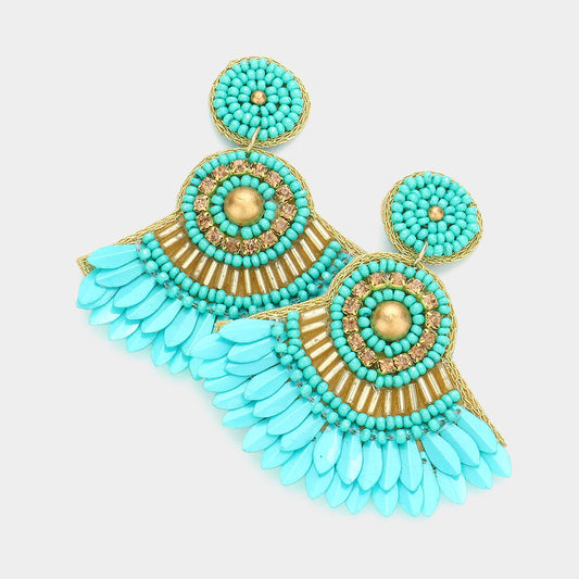 Felt Back Multi Beaded Dangle Earrings