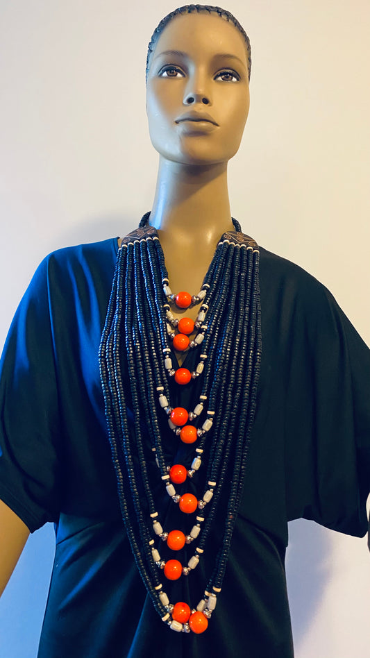 Wooden Multi Layered Bead Necklace
