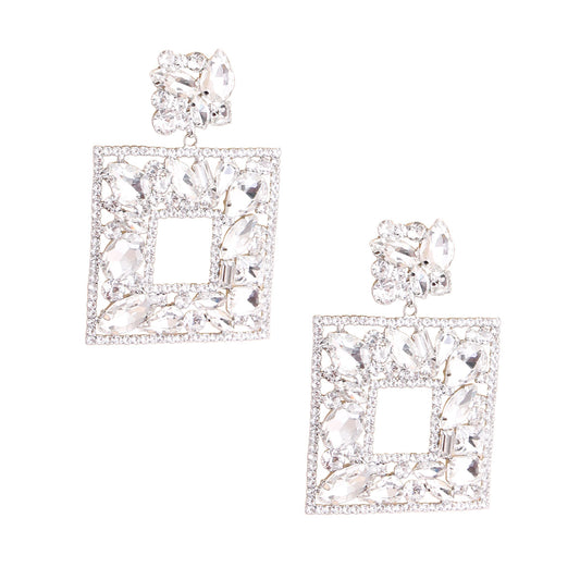 Elegant Crystal Square Earrings