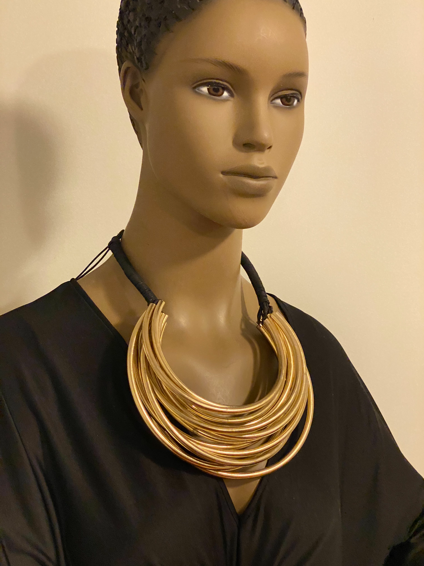 Brass Pipe With Cord Necklace