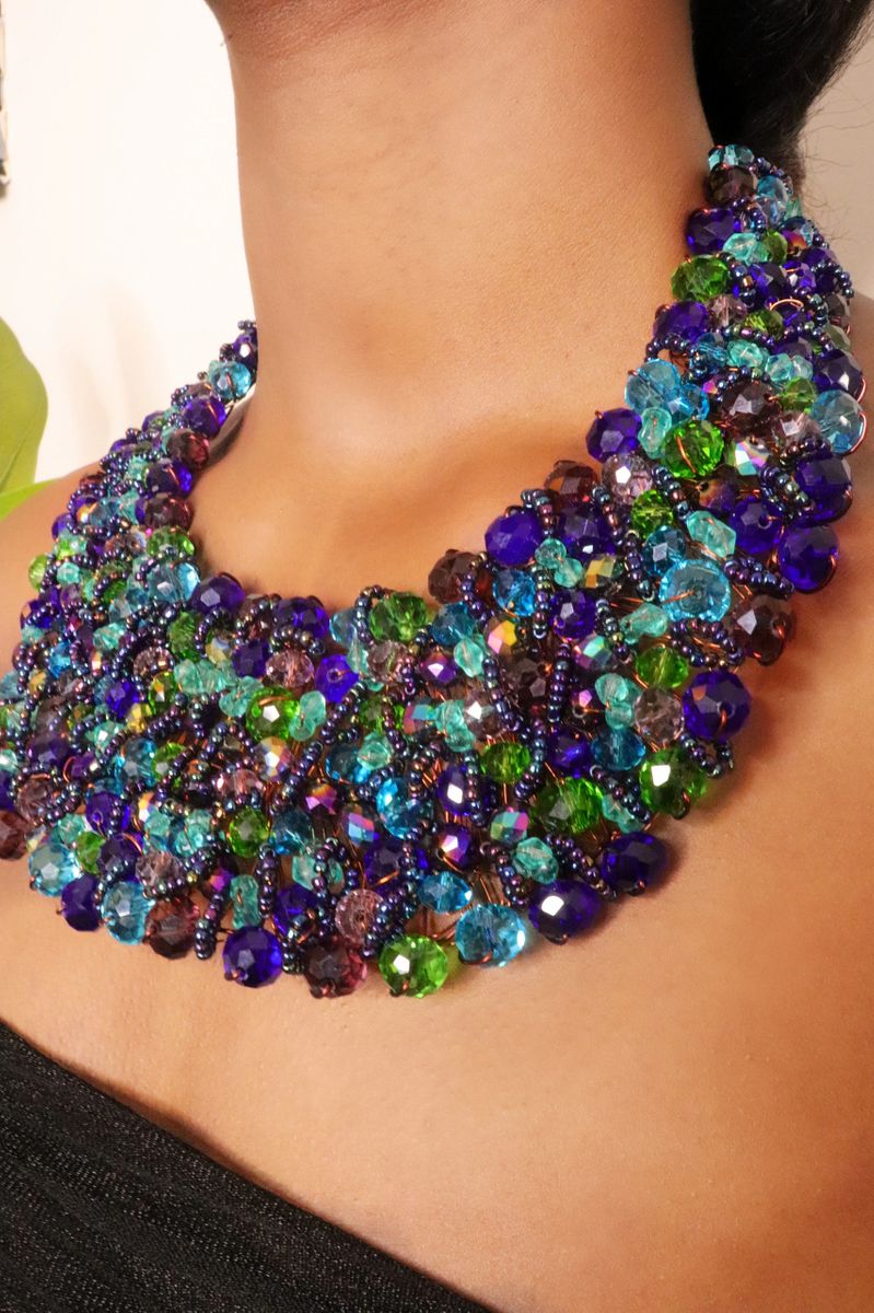 Royal Blue Bead Copper Bib
