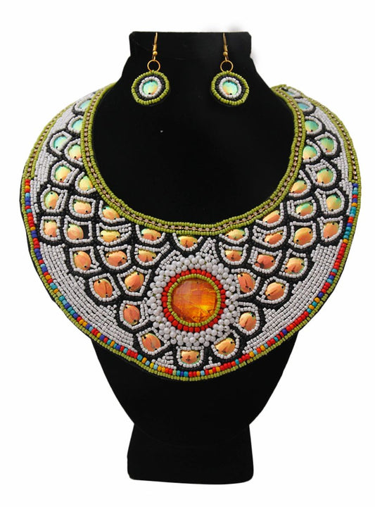 Fish Scales Bib Necklace Set