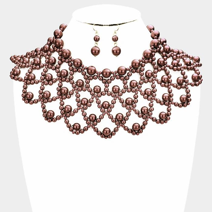 Pearl Armor Bib Choker Necklace