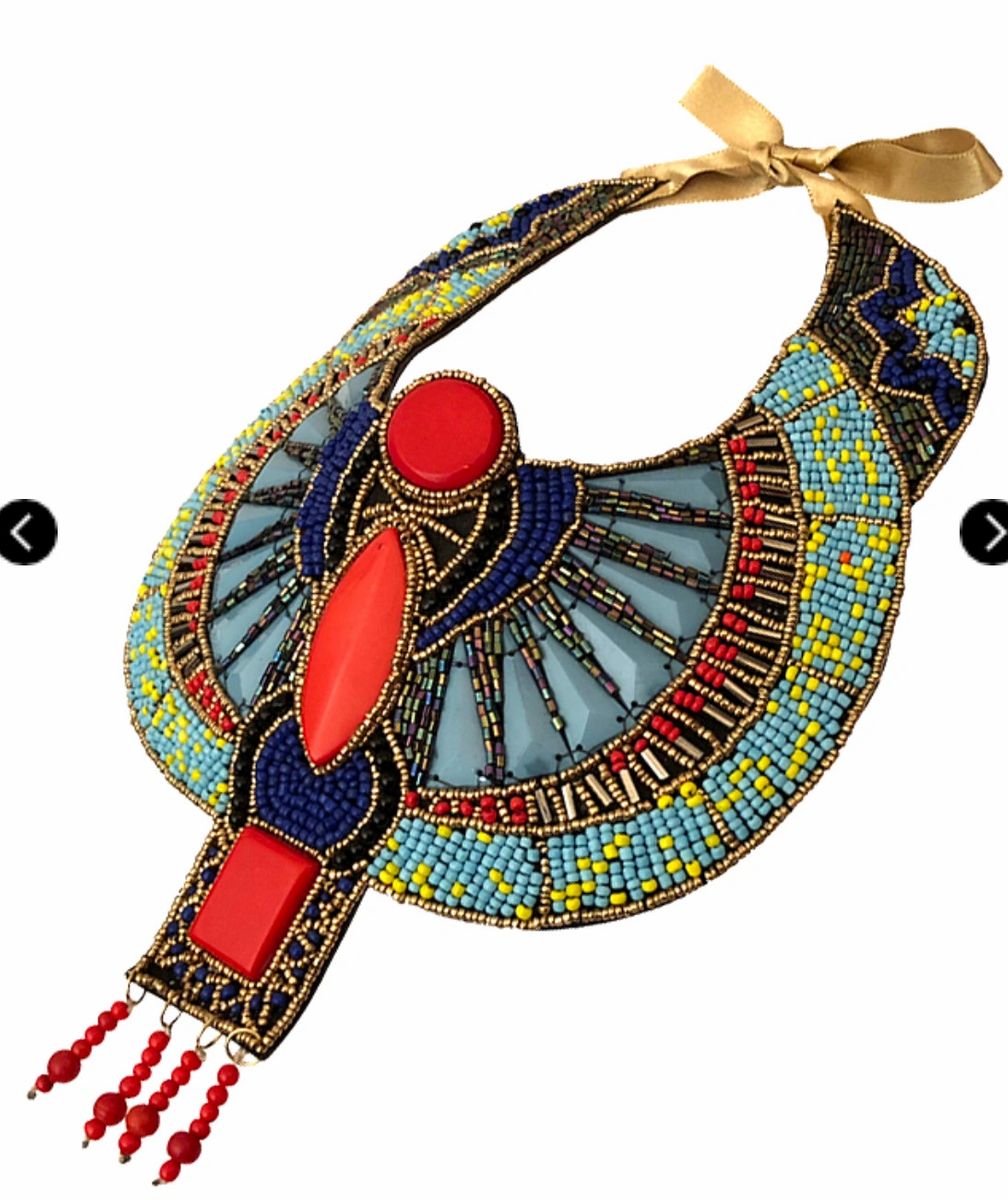 Multi- Colors Hancrafted Bead Egyptian Bib Necklace