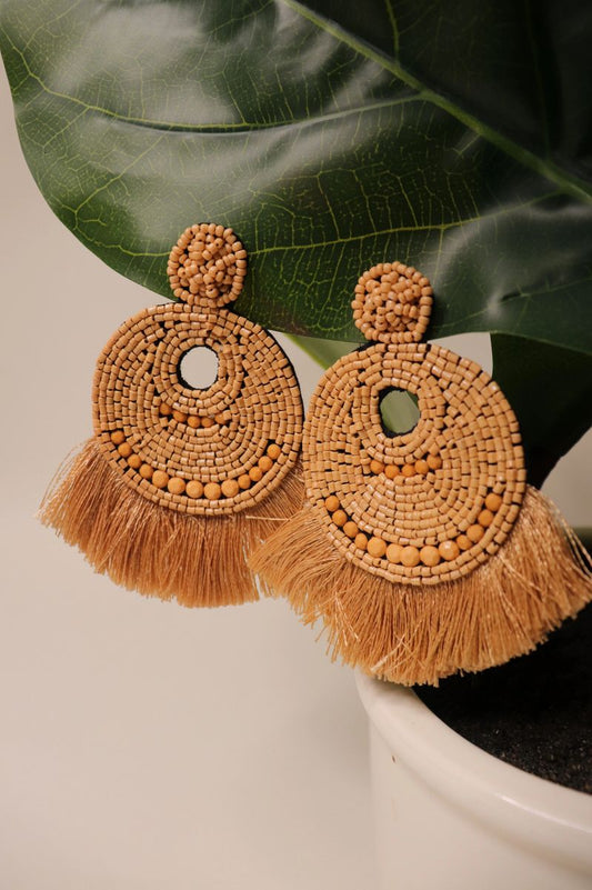 Queen Fatima of Casablanca Ethic Beaded Fringe Earrings.