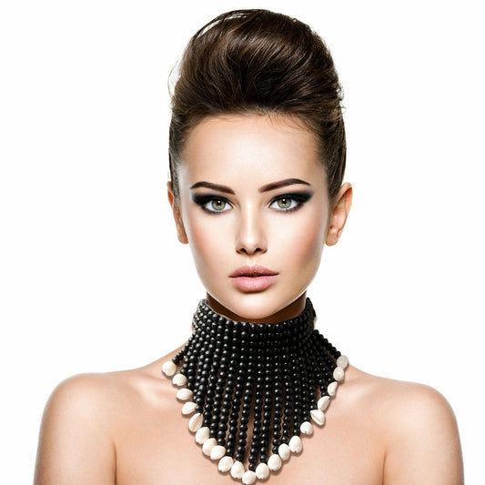 Wooden Bead and Cowrie Shell Choker