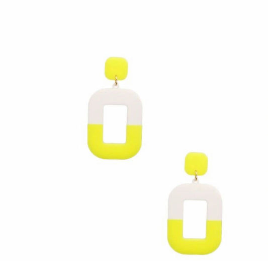 Neon Rectangle Drop Earrings