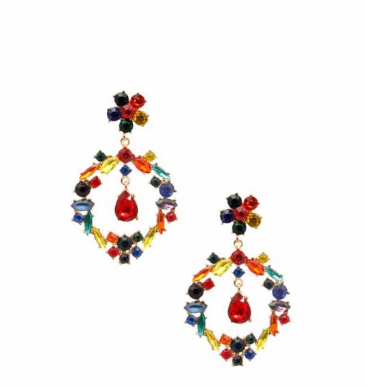 Rainbow Flower Teardrop Earrings