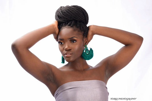 Seed Bead Crystal Fan Tassel Dangle Earrings