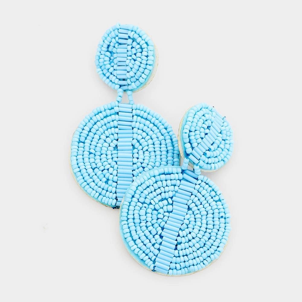 Seed Beaded Double Round Drop Earrings
