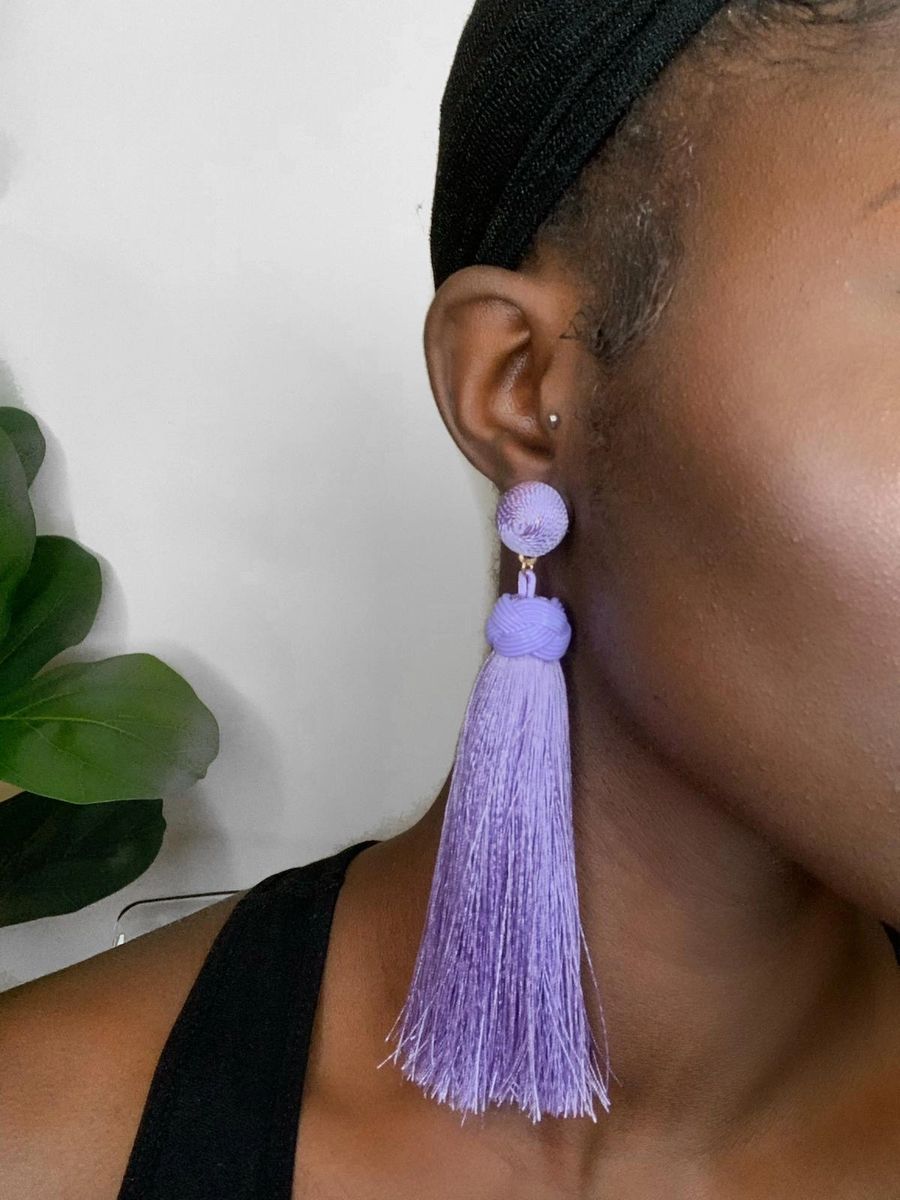 Long Thread Tassel Fringe Earrings.