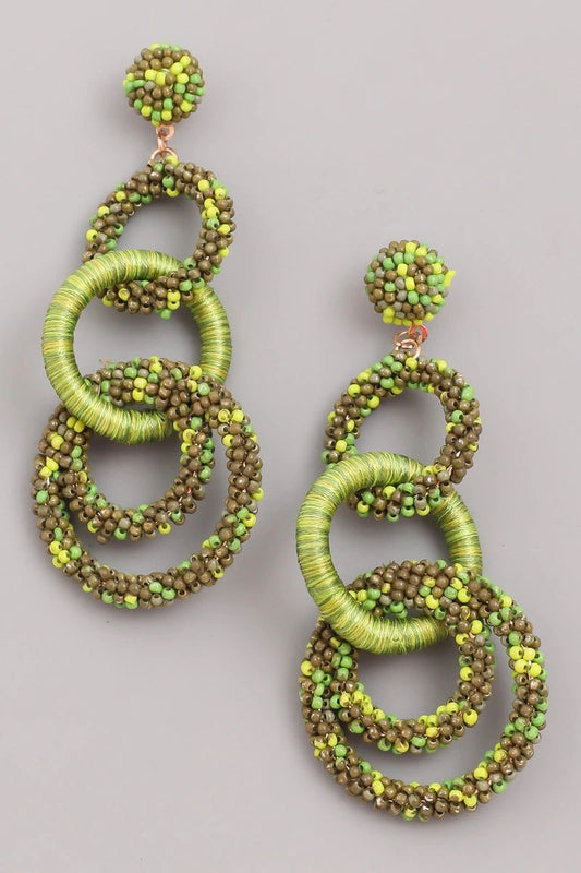 Seed Beaded Circle Link Earrings