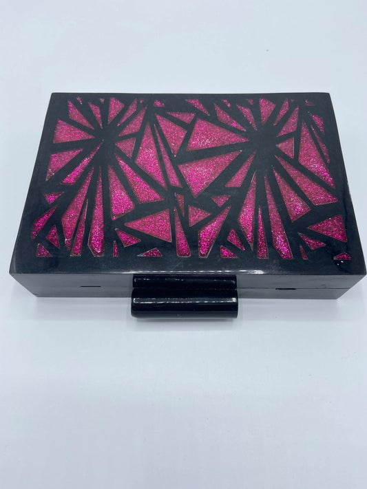 black and pink acrylic clutch