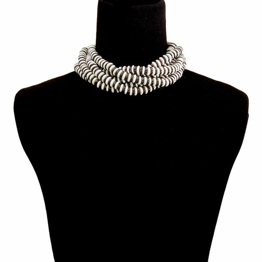 Bead Layered Twist Choker Necklace with Closure