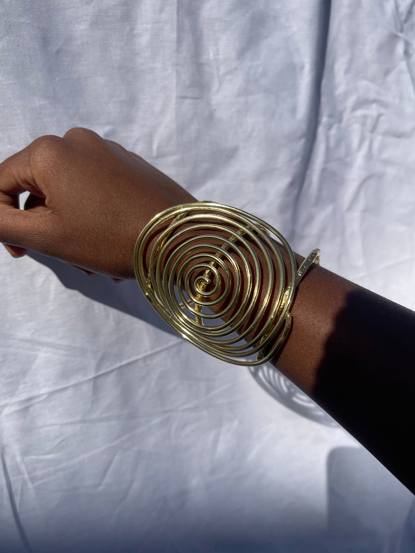 Juba Titi Brass Spiral Cuff Bracelet