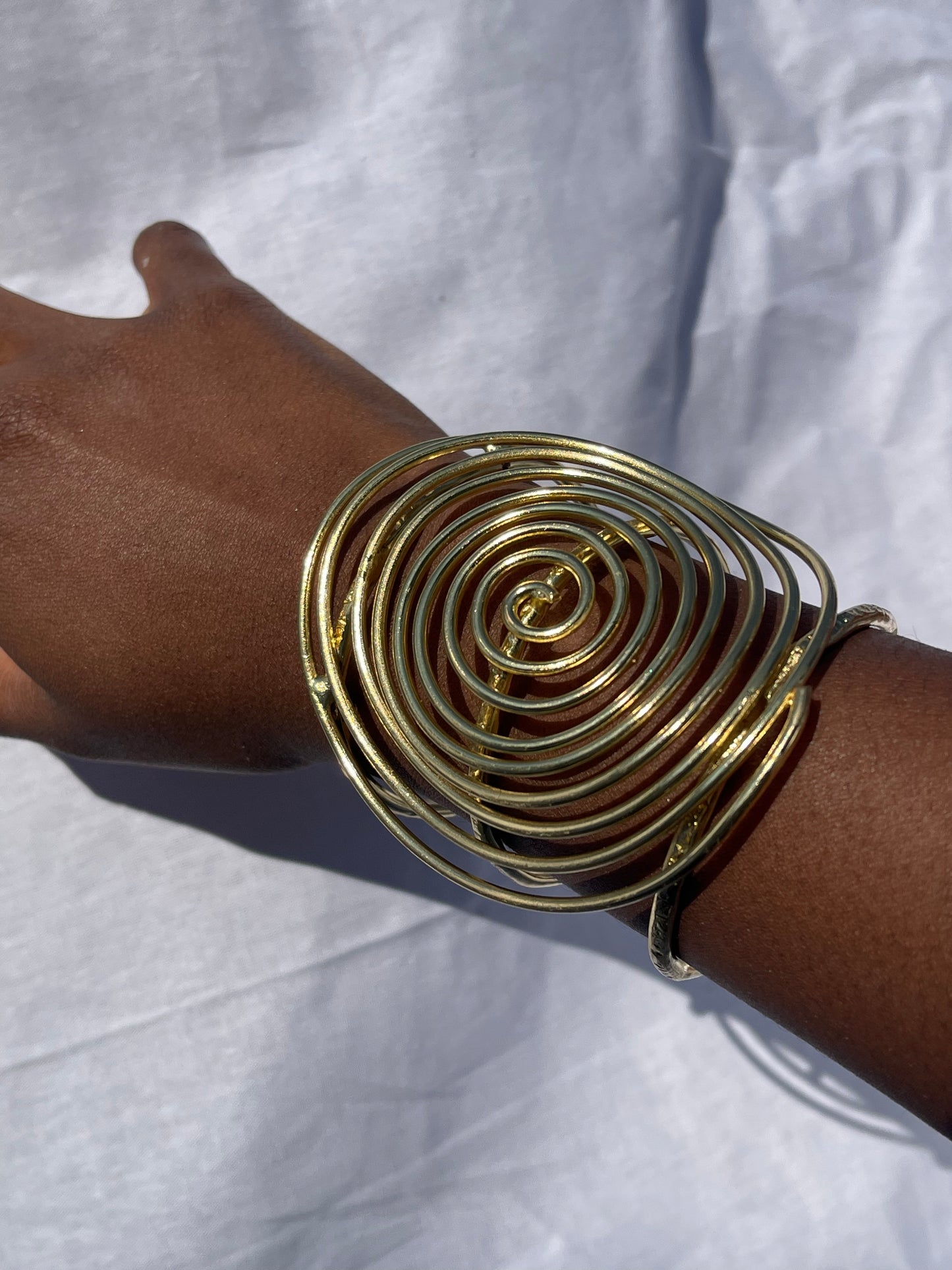 Juba Titi Brass Spiral Cuff Bracelet