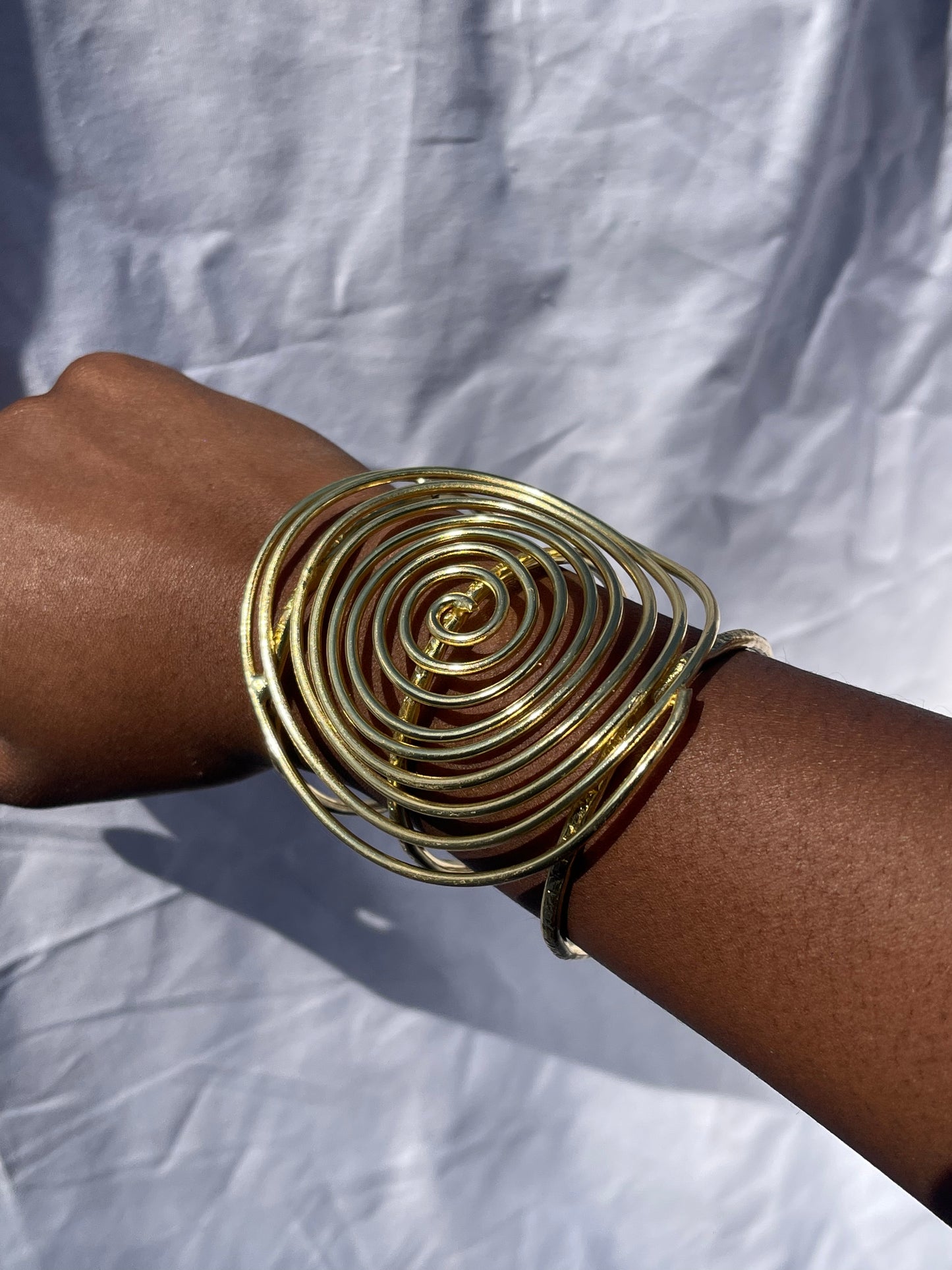 Juba Titi Brass Spiral Cuff Bracelet