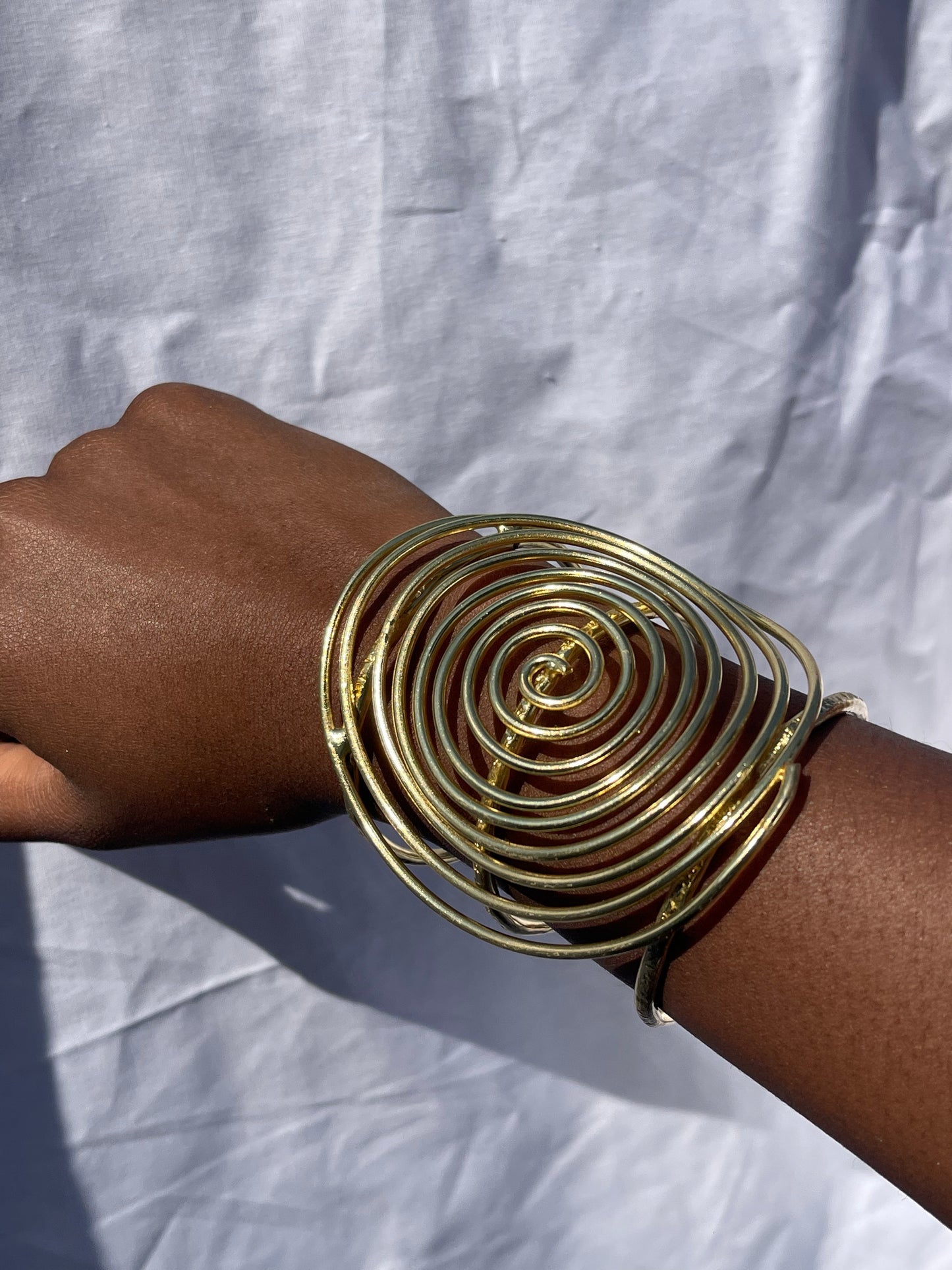 Juba Titi Brass Spiral Cuff Bracelet