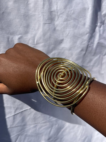 Juba Titi Brass Spiral Cuff Bracelet