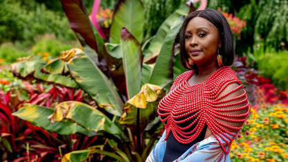 Freetown Titi Body Chain Beaded Multi Layer Statement Necklace.