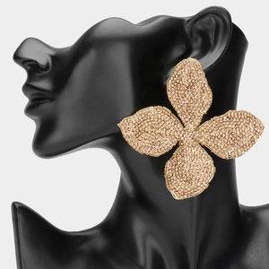 Open image in slideshow, Oversized Bling Studded Flower Earrings
