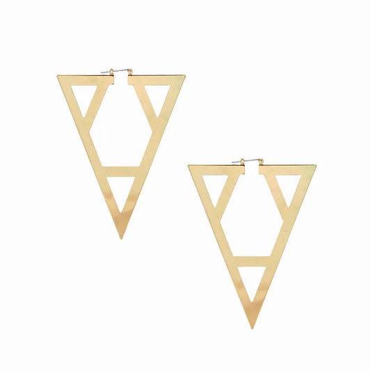 Hoop Geometric Pointed Gold Triangle XL Earrings